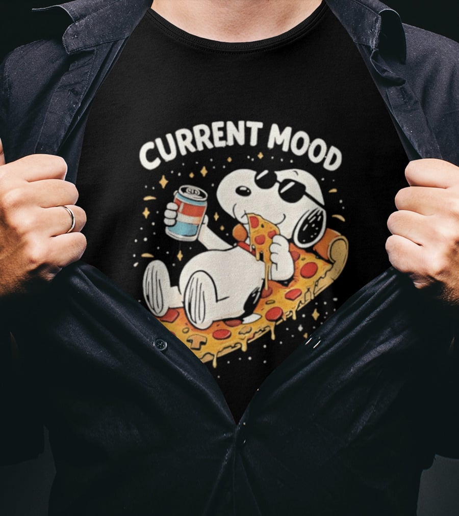 Current Mood Snoopy Relaxing Eating Pizza On A Slice T-Shirt