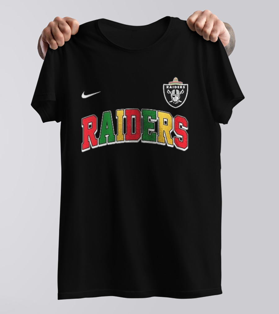 Las Vegas Raiders Cinco De Drinko Bitchachos Skeleton Raiders Text Sombrero T-Shirt