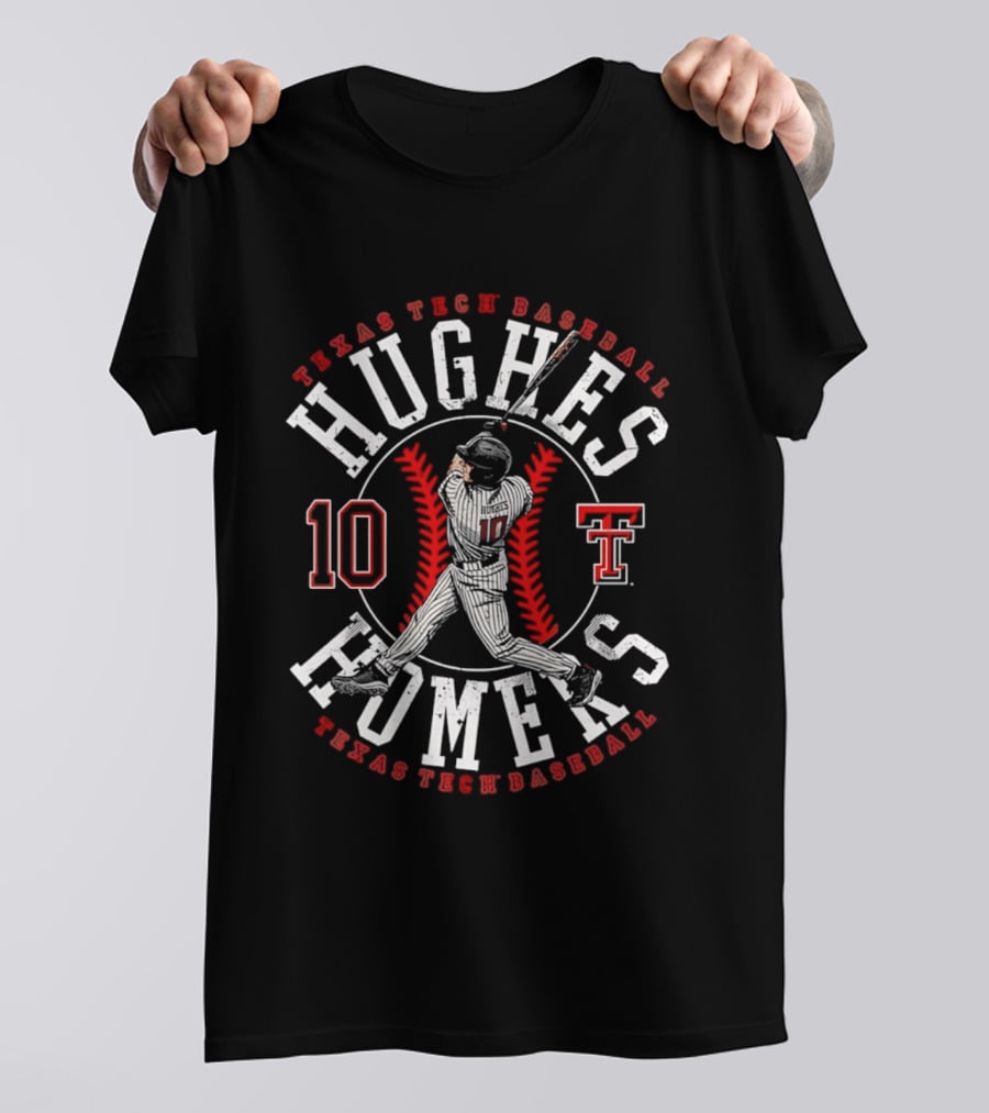 Texas Tech Baseball Hughes Homers Number 10 T-Shirt