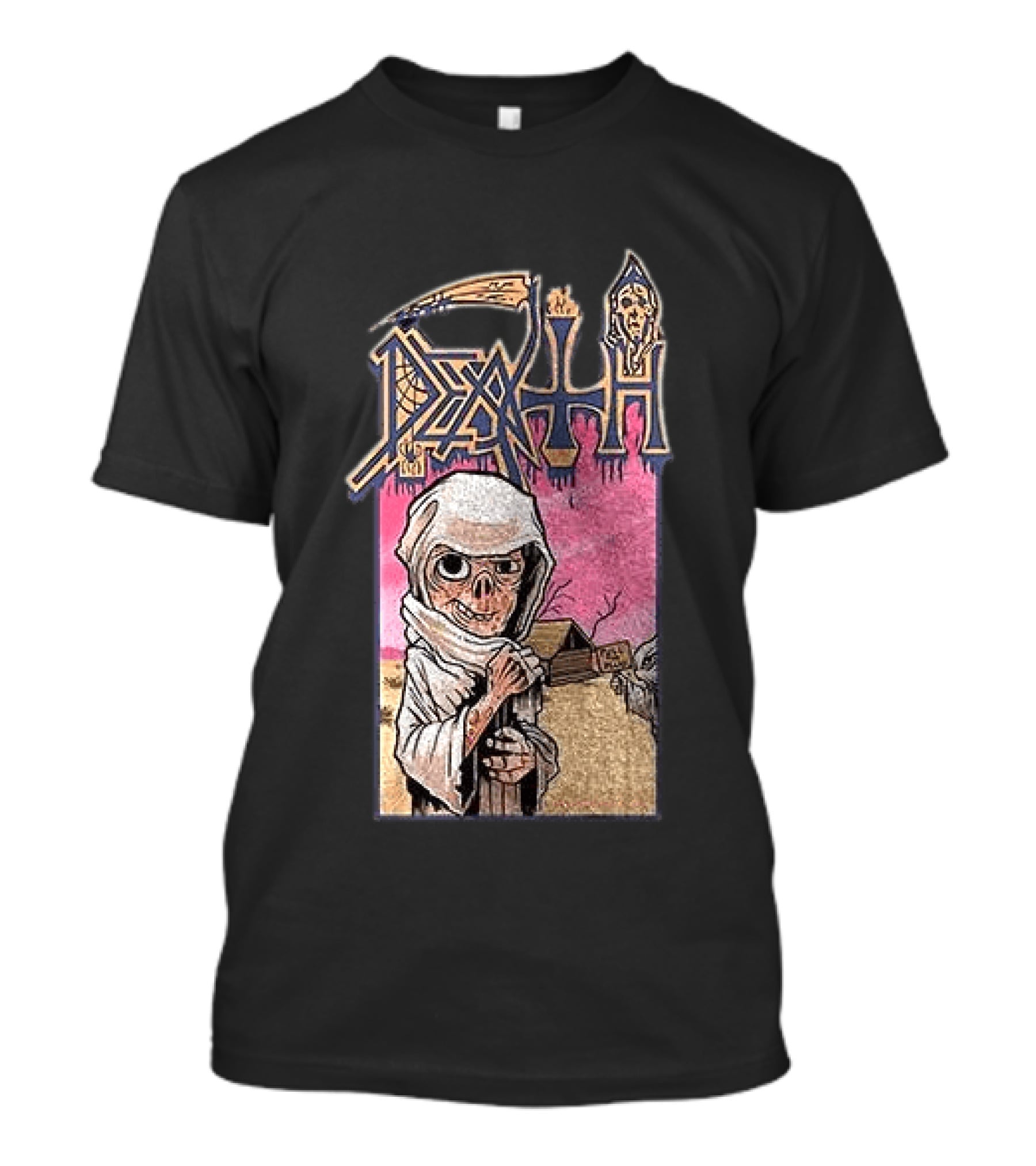 Death Leprosy Album Cover Art Skeleton Monk Desert Scene T-Shirt