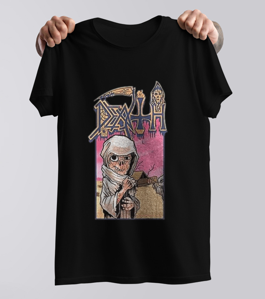 Death Leprosy Album Cover Art Skeleton Monk Desert Scene T-Shirt