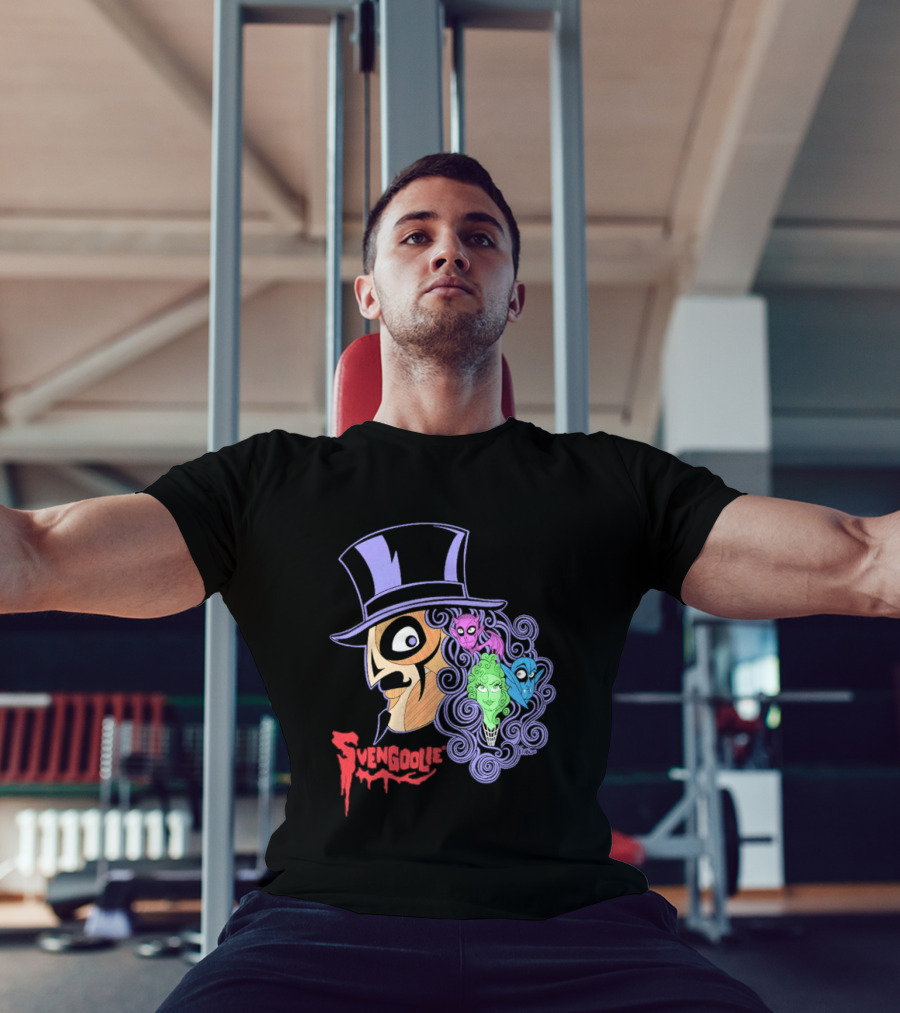 Svengoolie Cartoon Ghoul Faces And Purple Top Hat T-Shirt