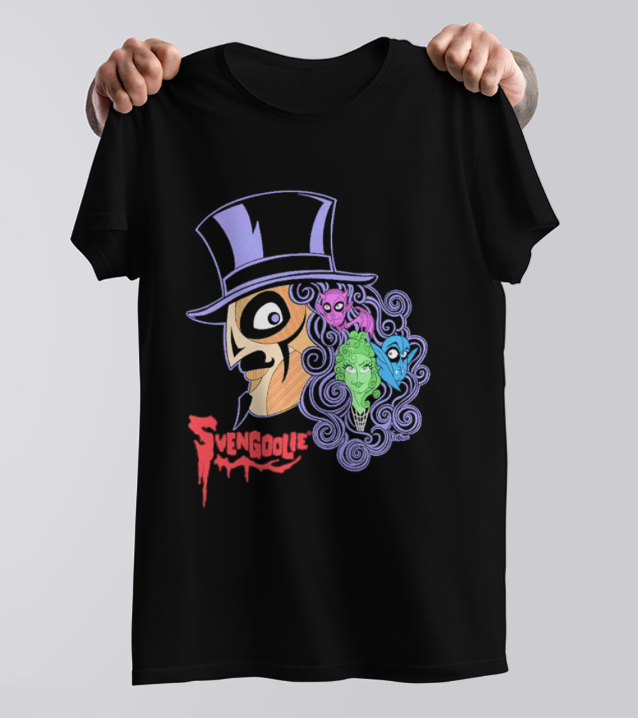 Svengoolie Cartoon Ghoul Faces And Purple Top Hat T-Shirt