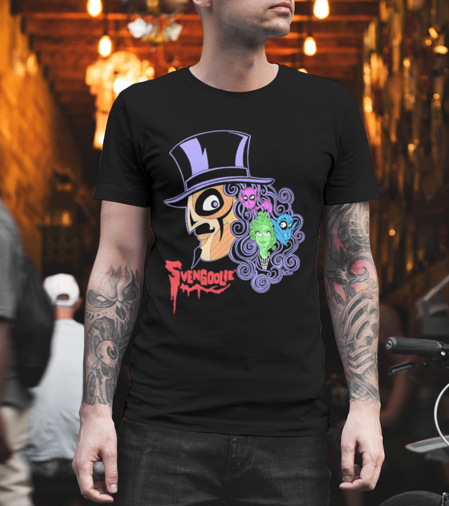 Svengoolie Cartoon Ghoul Faces And Purple Top Hat T-Shirt