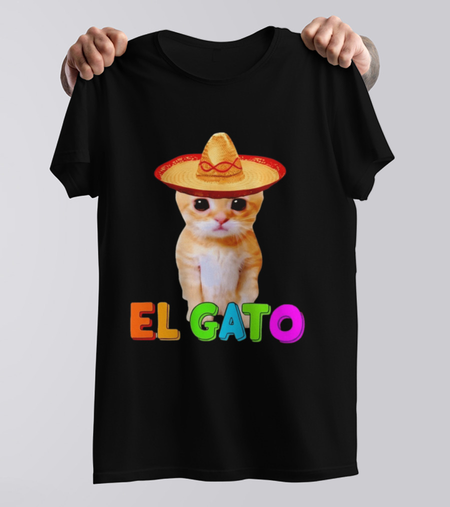 El Gato Cat Sombrero Hat Mexican Fiesta Fun Pet T-Shirt