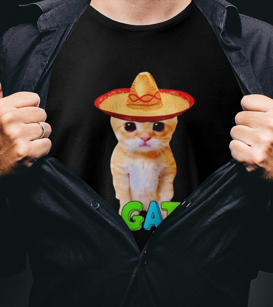 El Gato Cat Sombrero Hat Mexican Fiesta Fun Pet T-Shirt