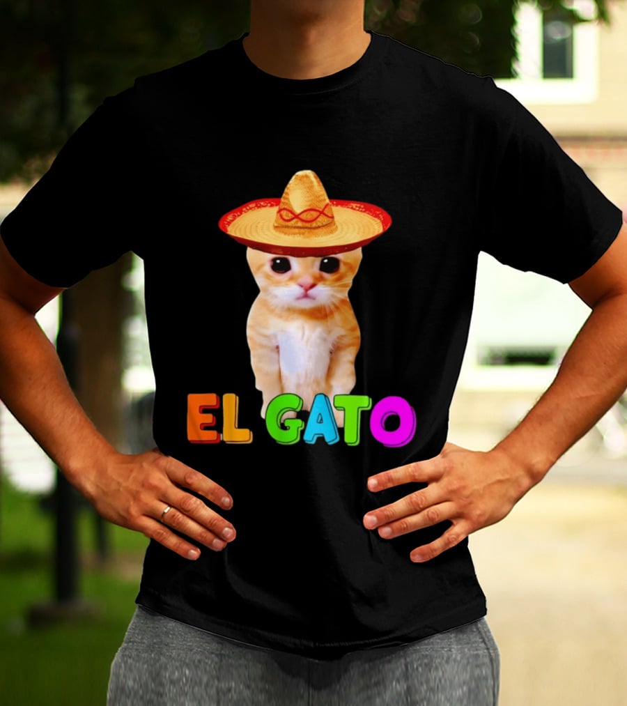 El Gato Cat Sombrero Hat Mexican Fiesta Fun Pet T-Shirt