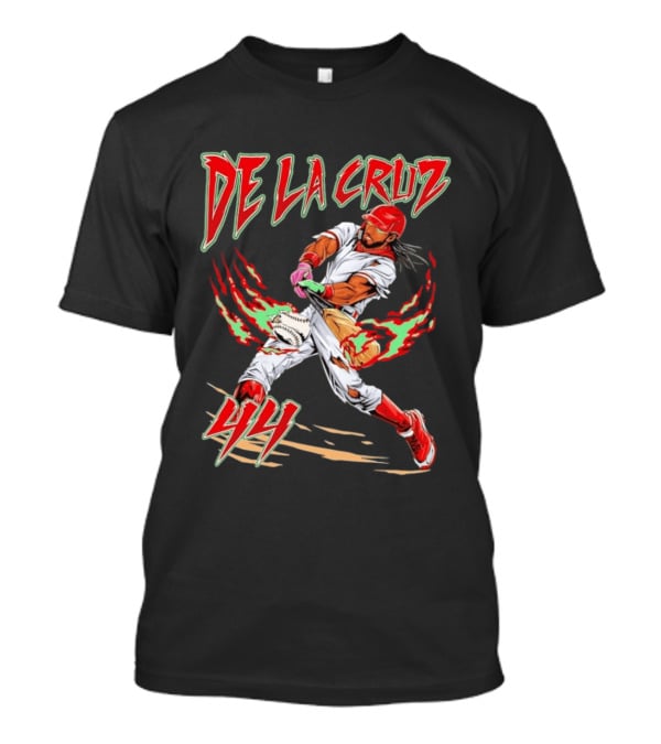 Elly De La Cruz 44 Cincinnati Reds Blazing Baseball Player Action T-Shirt