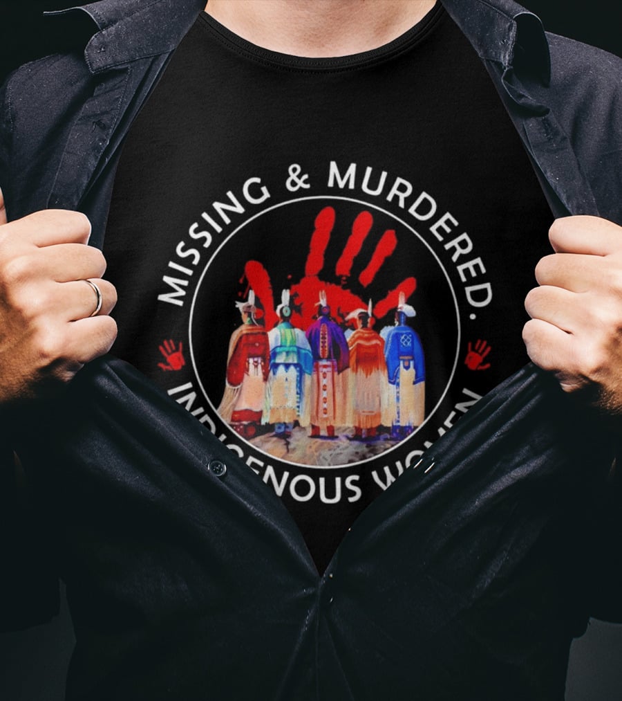 Missing And Murdered Indigenous Women Red Handprint Symbol MMIW Awareness T-Shirt