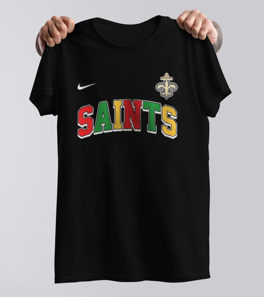 New Orleans Saints Cinco De Drinko Bitchachos Skeleton Fiesta Fleur De Lis Sombrero T-Shirt