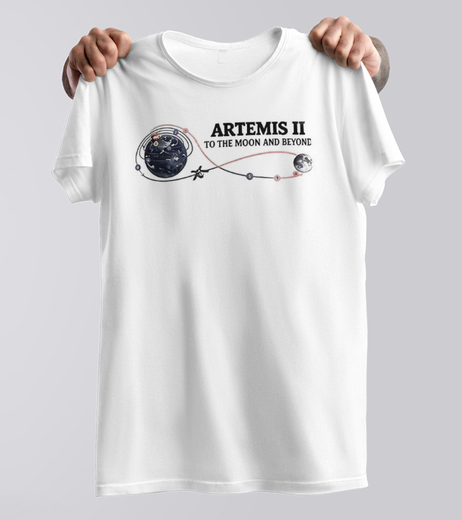 Artemis II 2026 To The Moon And Beyond Spacecraft Flight Path T-Shirt