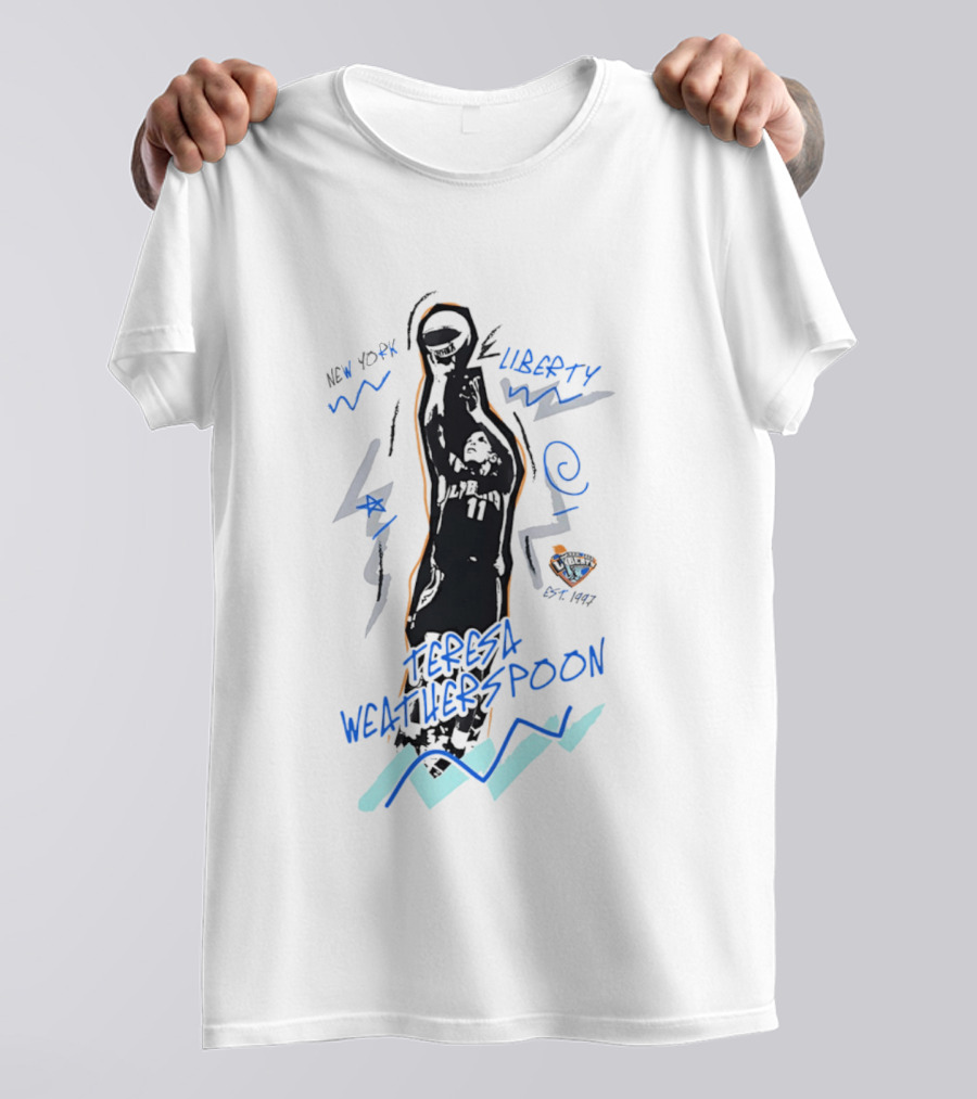 New York Liberty Teresa Weatherspoon Chalked Up Basketball Art 97 98 WNBA T-Shirt