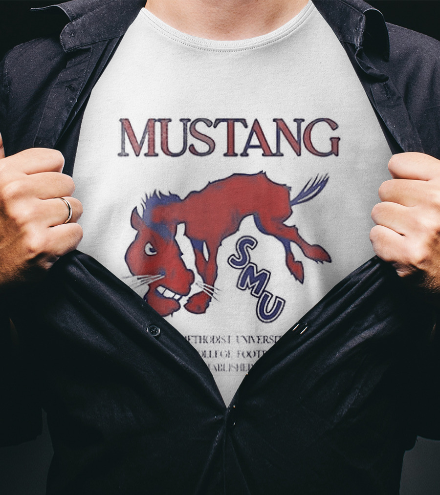SMU Mustangs Southern Methodist University Red Blue Mustang T-Shirt