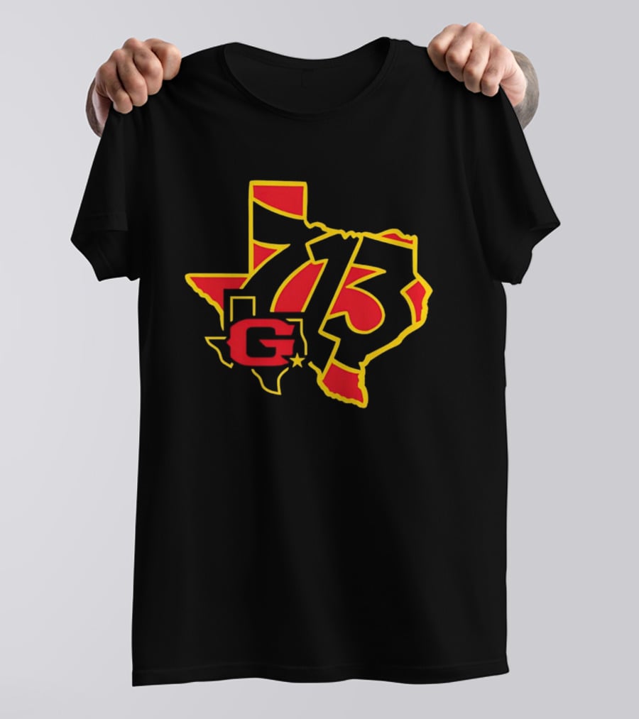 Houston Gamblers 713 Area Code Texas Map T-Shirt