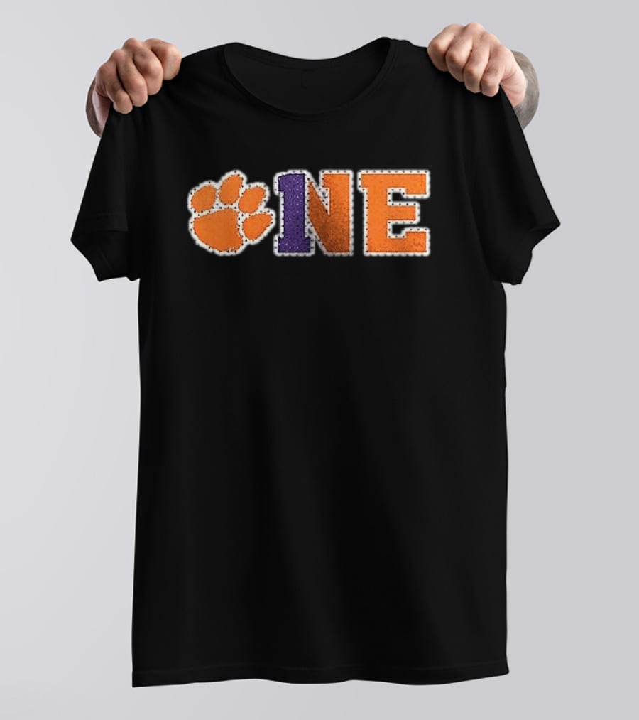 Clemson Tigers Paw Print One Orange Purple Team Spirit T-Shirt
