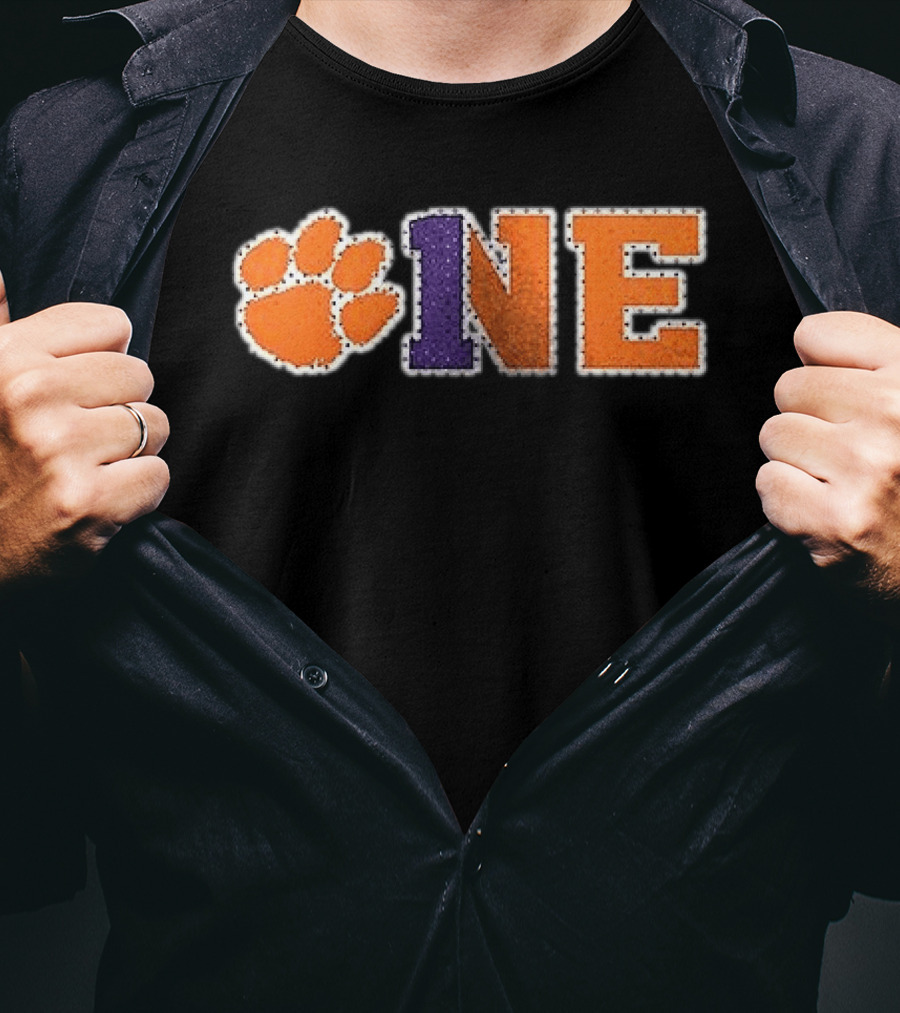 Clemson Tigers Paw Print One Orange Purple Team Spirit T-Shirt