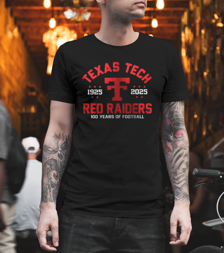 Texas Tech Red Raiders 1925 2025 100 Years Of Football T-Shirt