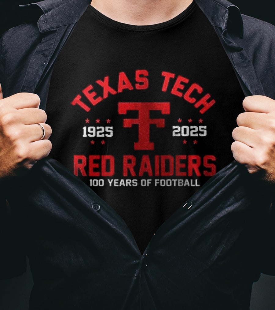 Texas Tech Red Raiders 1925 2025 100 Years Of Football T-Shirt