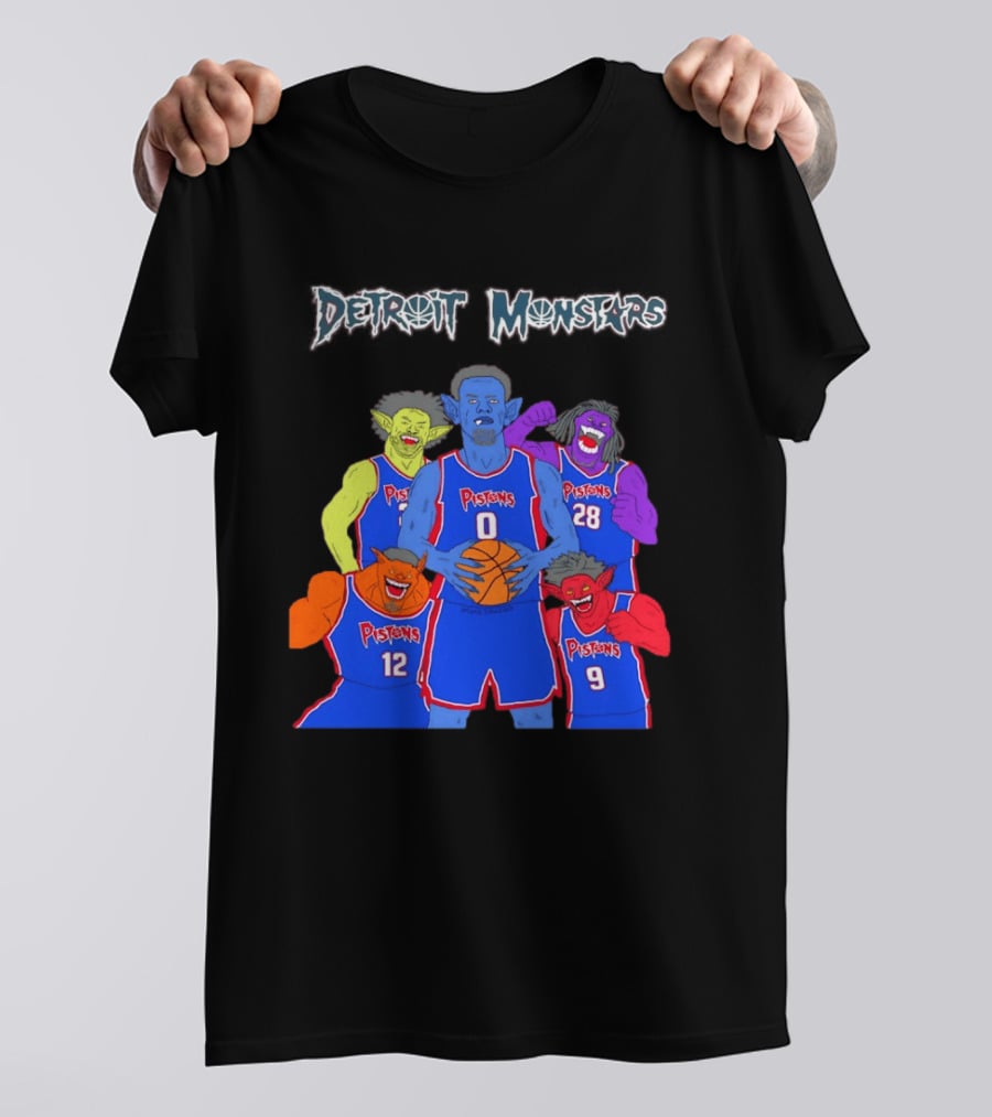 Detroit Pistons Monsters Space Jam Characters Basketball T-Shirt