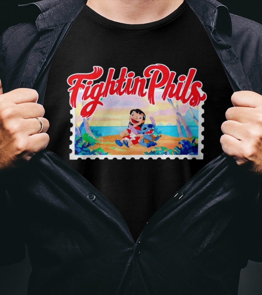 Reading Fightin Phils Lilo And Stitch Collaboration Sports T-Shirt