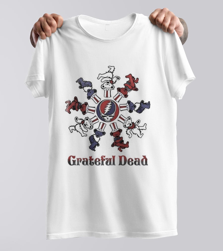 Grateful Dead Bears Dancing Around Steal Your Face Skull T-Shirt
