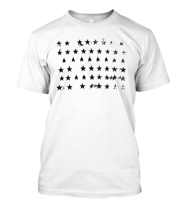 John Varvatos Stars Raw Edge Distressed Black Stars T-Shirt