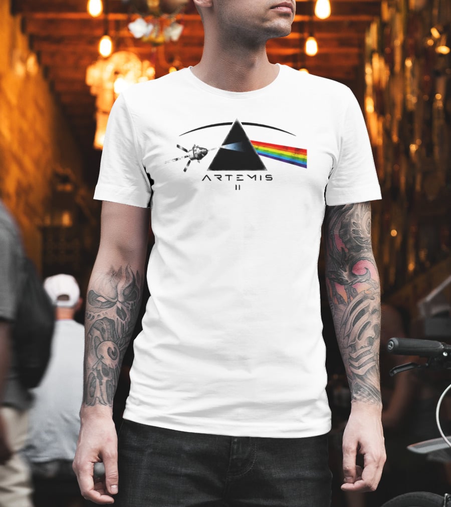 Artemis II Orion Space Program Dark Side Rainbow Triangle T-Shirt