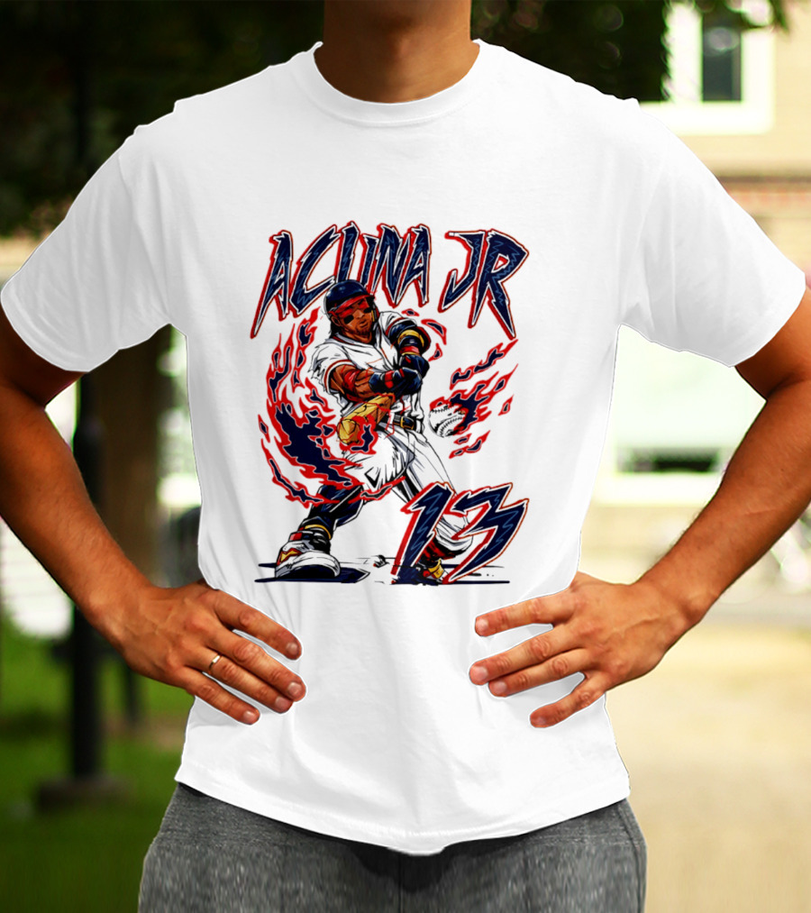 Ronald Acuna Jr Atlanta Braves 13 Hand Drawn Baseball T-Shirt