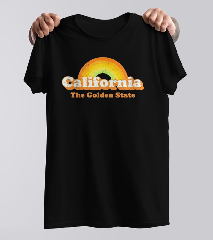 California The Golden State Retro Rainbow T-Shirt