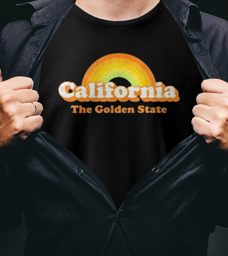 California The Golden State Retro Rainbow T-Shirt