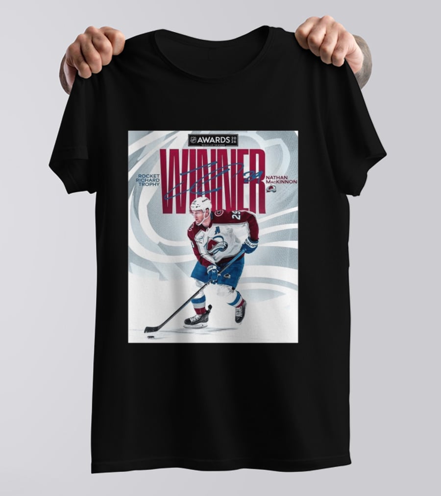 NHL 2026 Awards Rocket Richard Trophy Nathan MacKinnon Winner T-Shirt