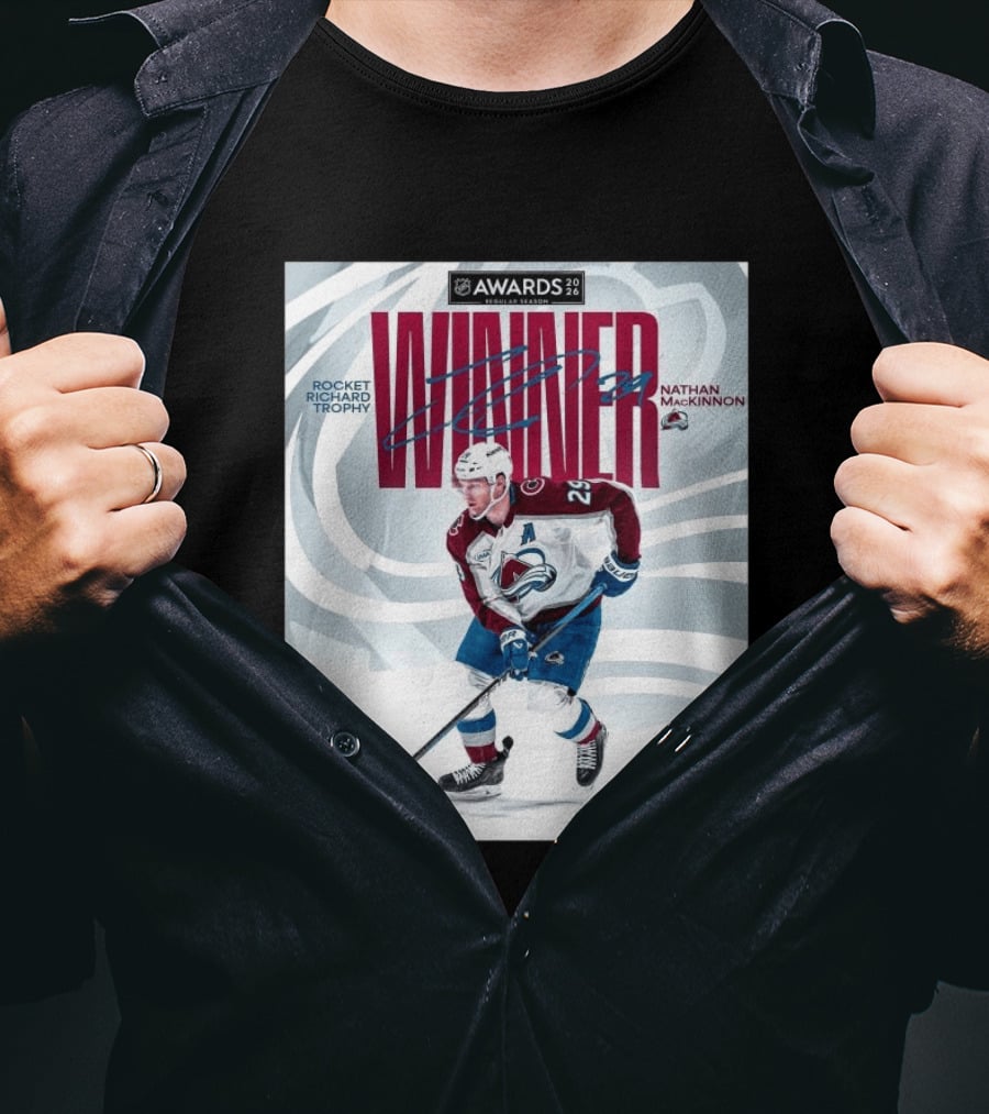 NHL 2026 Awards Rocket Richard Trophy Nathan MacKinnon Winner T-Shirt