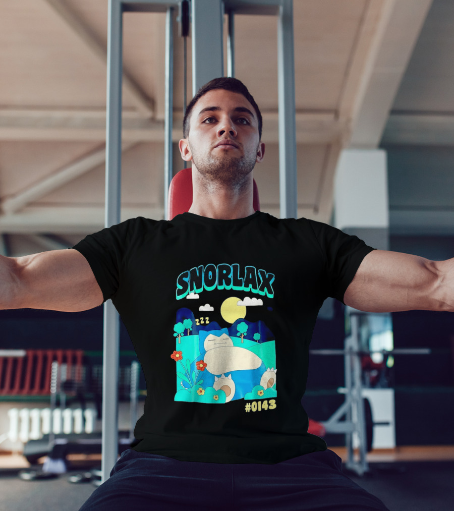 SNORLAX Sleeping Zzz #0143 With Sun And Flowers In Nature Scene T-Shirt