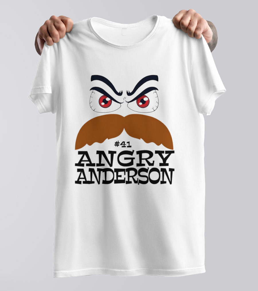 Angry Anderson #41 Big Face Brown Mustache Red Eyes T-Shirt