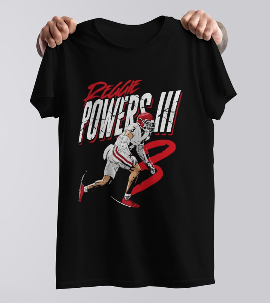 Reggie Powers III Football Athlete Red And White Action T-Shirt