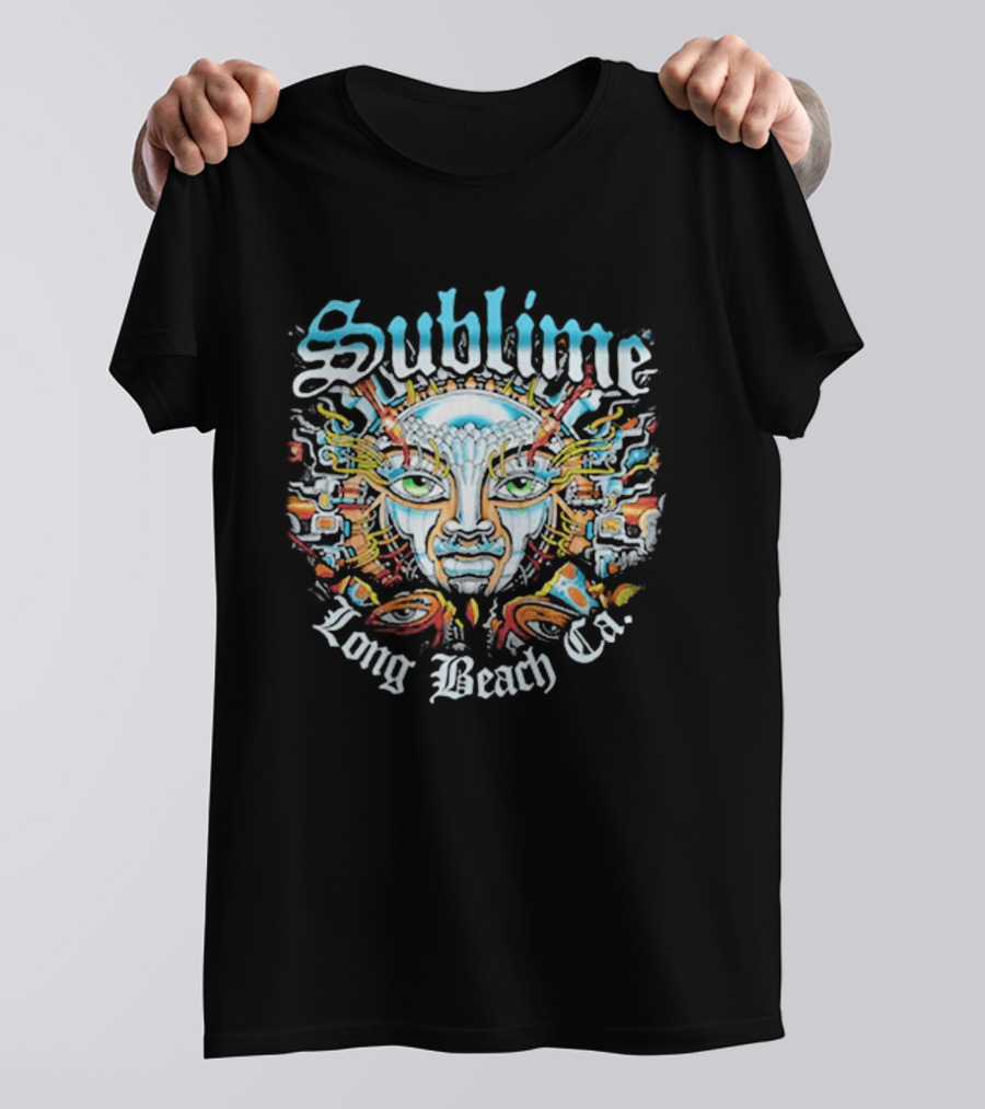 Sublime Long Beach CA Psychedelic Sunburst Face T-Shirt