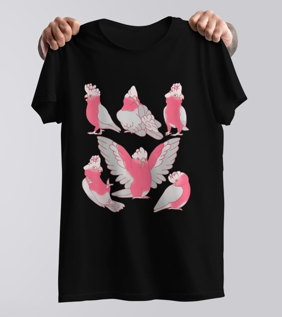 Galah Cockatoo Pink Parrot Birb Cute Cartoon Characters T-Shirt