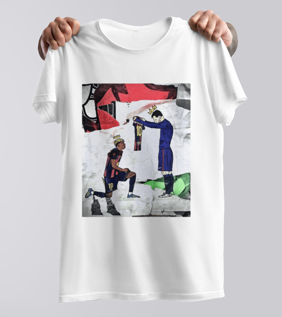 Lionel Messi Lamine Yamal Barcelona FC Art Collaboration T-Shirt