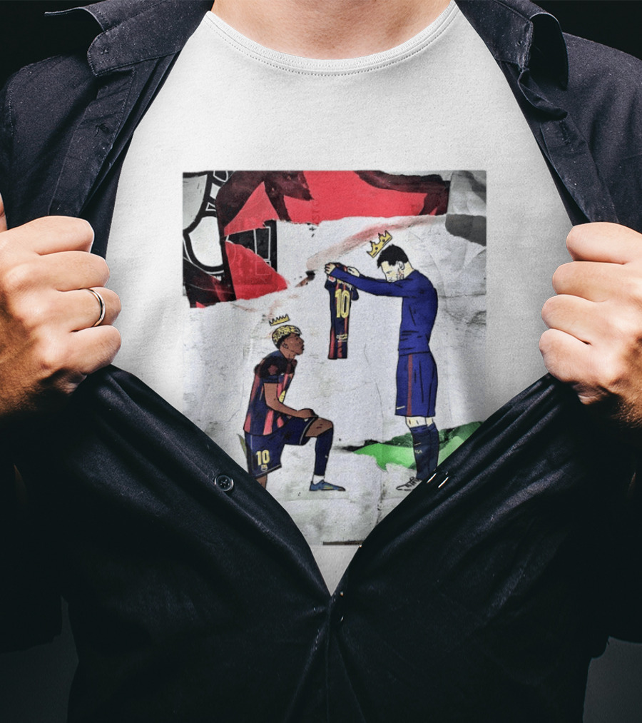 Lionel Messi Lamine Yamal Barcelona FC Art Collaboration T-Shirt