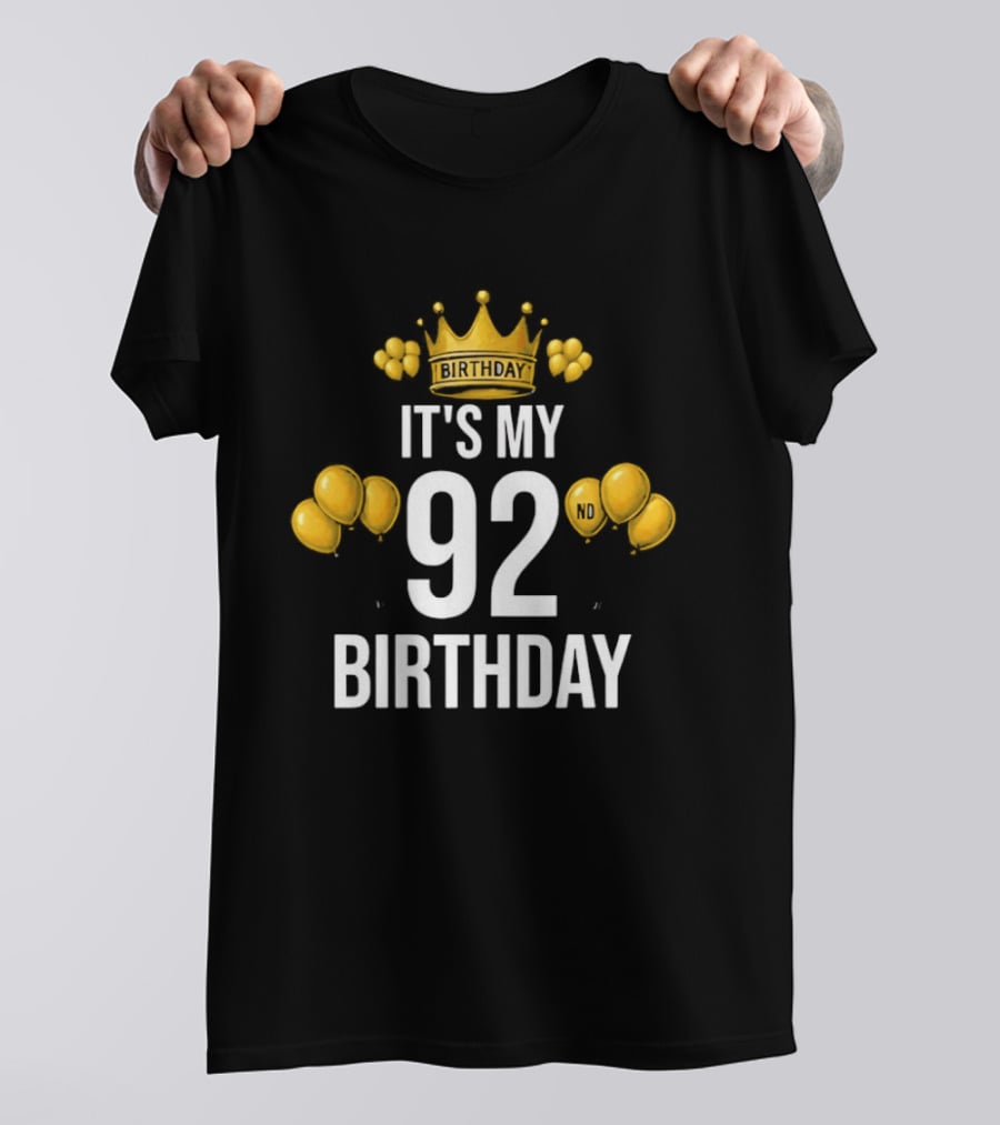Golden Crown It's My 92nd Birthday Celebration With Paw Prints T-Shirt