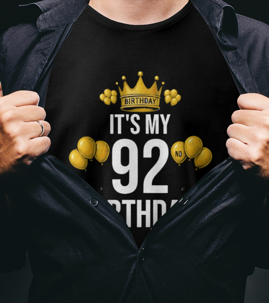 Golden Crown It's My 92nd Birthday Celebration With Paw Prints T-Shirt