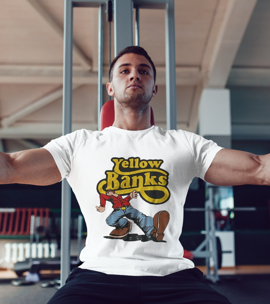 Yellow Banks Retro Cartoon Style Fun T-Shirt