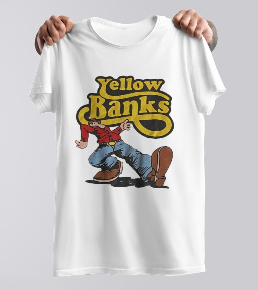 Yellow Banks Retro Cartoon Style Fun T-Shirt