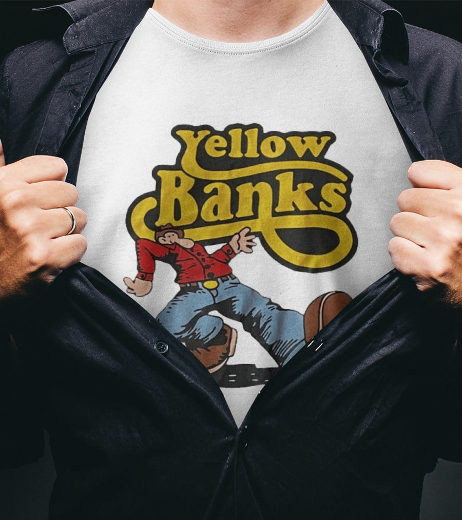 Yellow Banks Retro Cartoon Style Fun T-Shirt