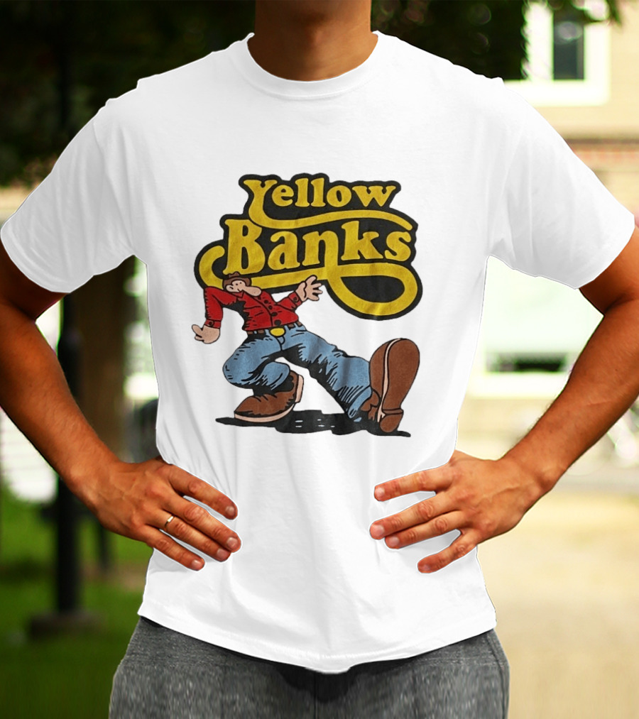Yellow Banks Retro Cartoon Style Fun T-Shirt