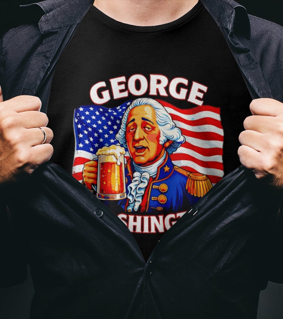 George Sloshington Patriotic Beer With American Flag T-Shirt