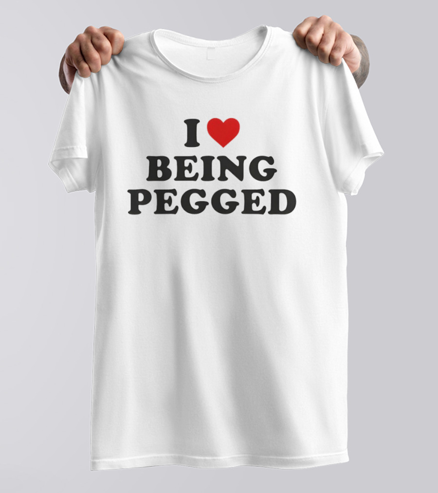 I Love Heart Being Pegged Bold Text Black And Red T-Shirt