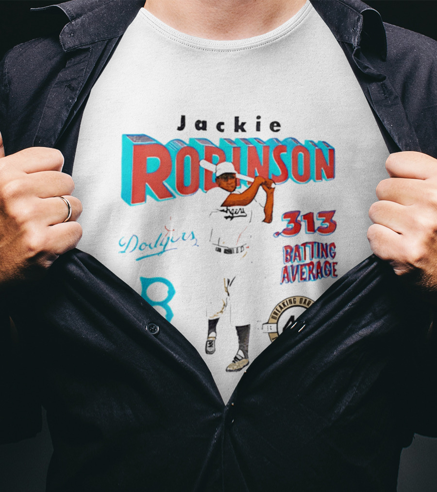 Jackie Robinson Dodgers Breaking Barriers 42 .313 Batting Average T-Shirt