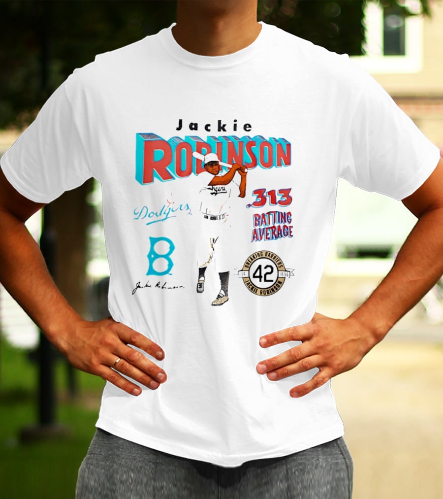Jackie Robinson Dodgers Breaking Barriers 42 .313 Batting Average T-Shirt