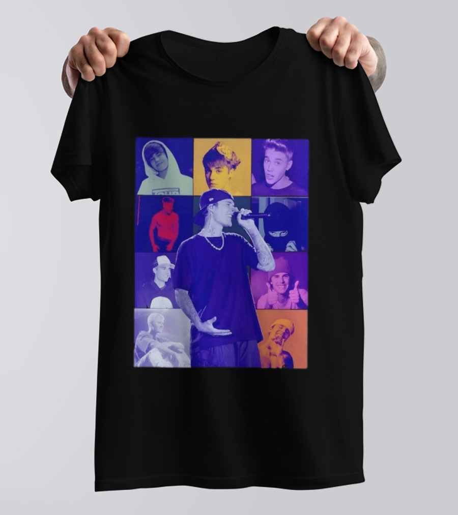 Justin Bieber The Eras Tour Concert Retro Photo Collage T-Shirt